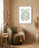 Springtime Floral | Orange and Green framed in a tender room thumbnail