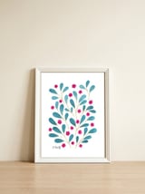 Springtime Floral | Teal and Pink — framed, leaning against the wall thumbnail