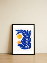 Indigo Garden Sunset — framed, leaning against the wall thumbnail
