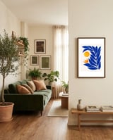 Indigo Garden Sunset framed in a grounding room thumbnail