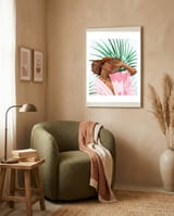 Sunshine in My Soul | Black Woman Tropical Travel | Modern Boho Palm Summer Vacation Fashion framed in a tender room thumbnail