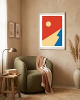 Edge Of Mountain Mid Century Geometric Art framed in a tender room thumbnail