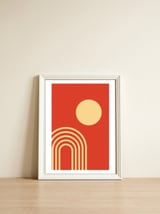 Mid Century Sun and Rainbow Lines — framed, leaning against the wall thumbnail