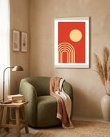 Mid Century Sun and Rainbow Lines framed in a tender room thumbnail