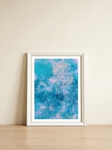 Abstract Watercolor Pink Blue — framed, leaning against the wall thumbnail