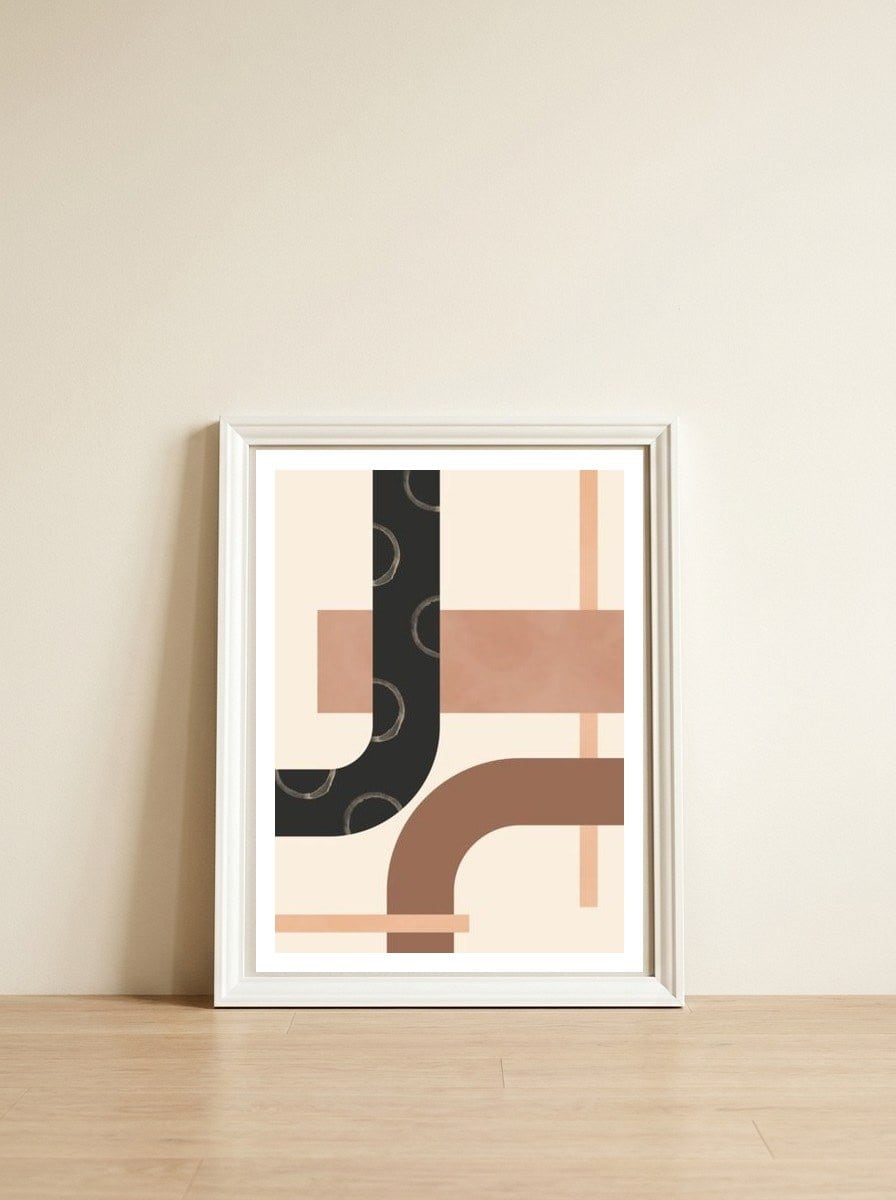 Mid Century Lines Geometric Lines — framed, leaning against the wall