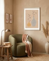 Mid Century Boho Pottery framed in a tender room thumbnail
