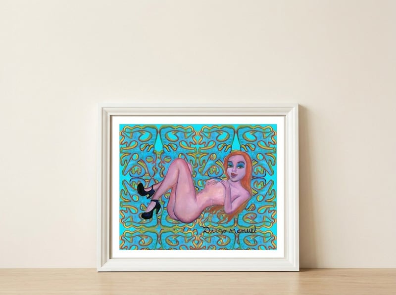 Chica Colorada B — framed, leaning against the wall