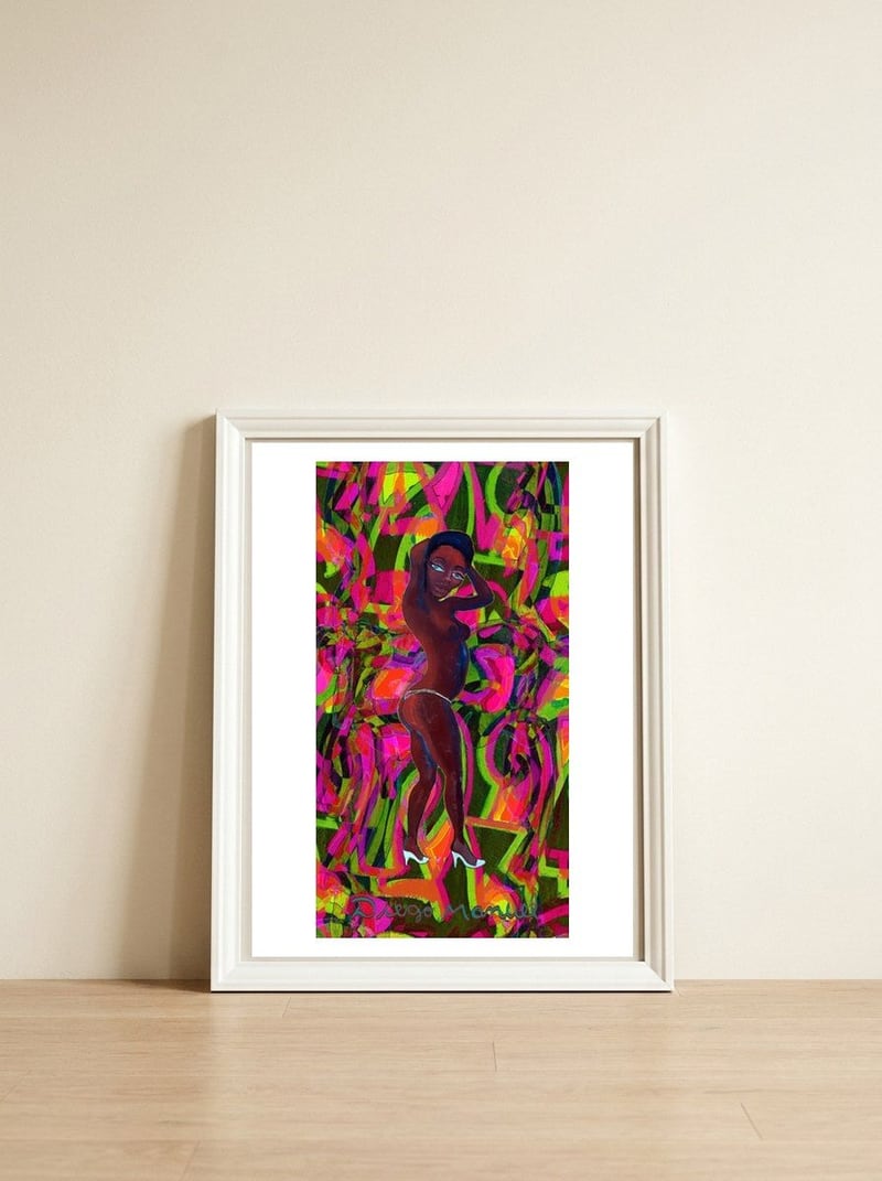 Chica Cubana — framed, leaning against the wall
