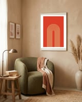Rainbow Lines Mid Century Geometric Art framed in a tender room thumbnail
