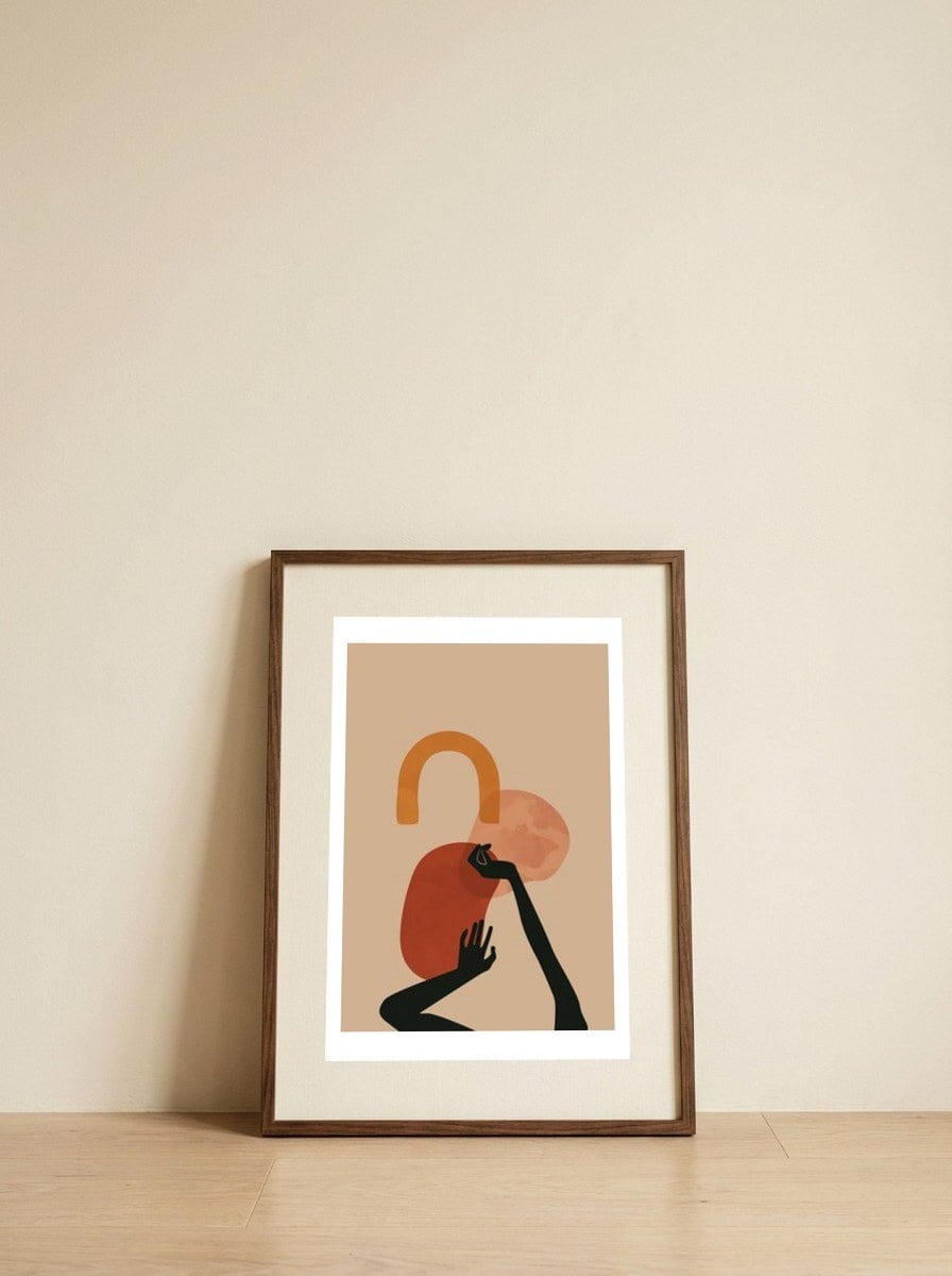 Abstract Boho Hand Painted — framed, leaning against the wall