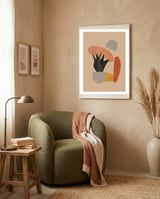 Boho Botanical Succulent Wall Art framed in a tender room thumbnail