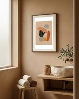 Boho Botanical Succulent Wall Art framed in a serene room thumbnail