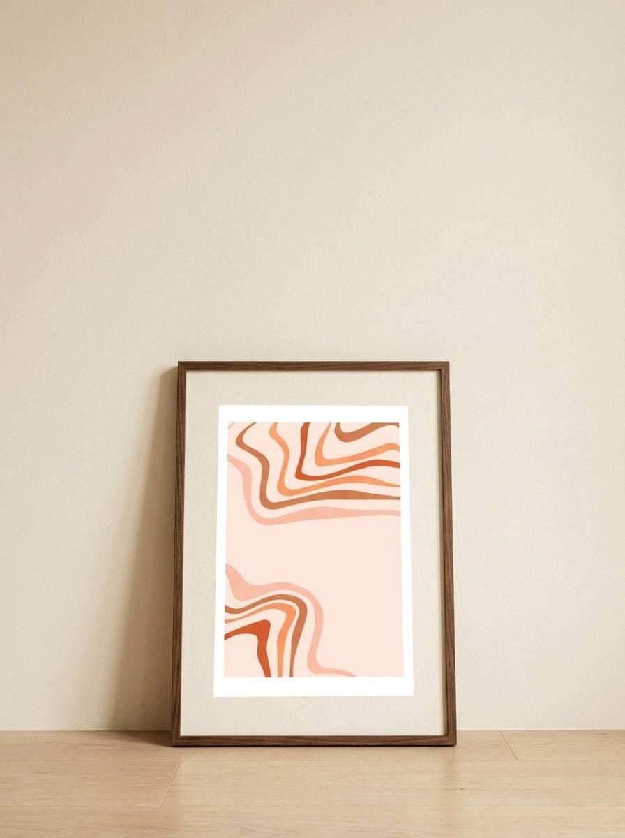 Flowy Abstract Line Art — framed, leaning against the wall