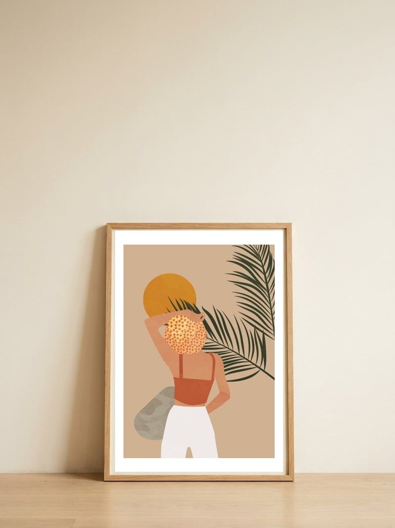 Feel The Ocean Boho Woman — framed, leaning against the wall