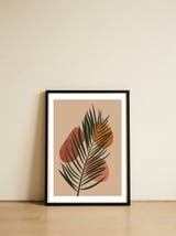 Palm Leaf Boho Earthy Tone — framed, leaning against the wall thumbnail
