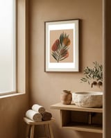 Palm Leaf Boho Earthy Tone framed in a serene room thumbnail