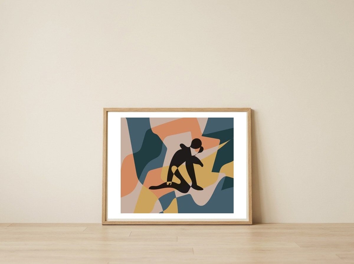 Minimalist Contemporary Silhouette of Woman — framed, leaning against the wall