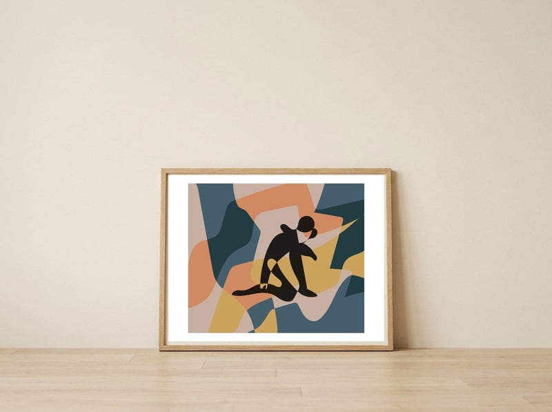 Minimalist Contemporary Silhouette of Woman — framed, leaning against the wall