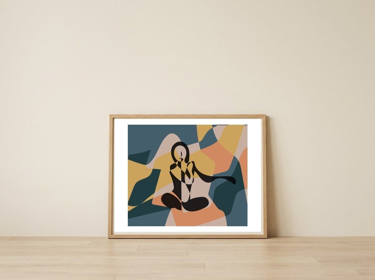 Woman Silhouette Art — framed, leaning against the wall
