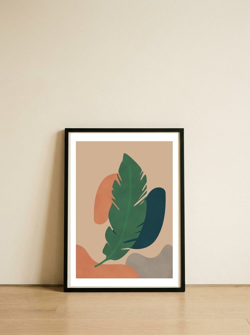 Abstract Banana Leaf — framed, leaning against the wall