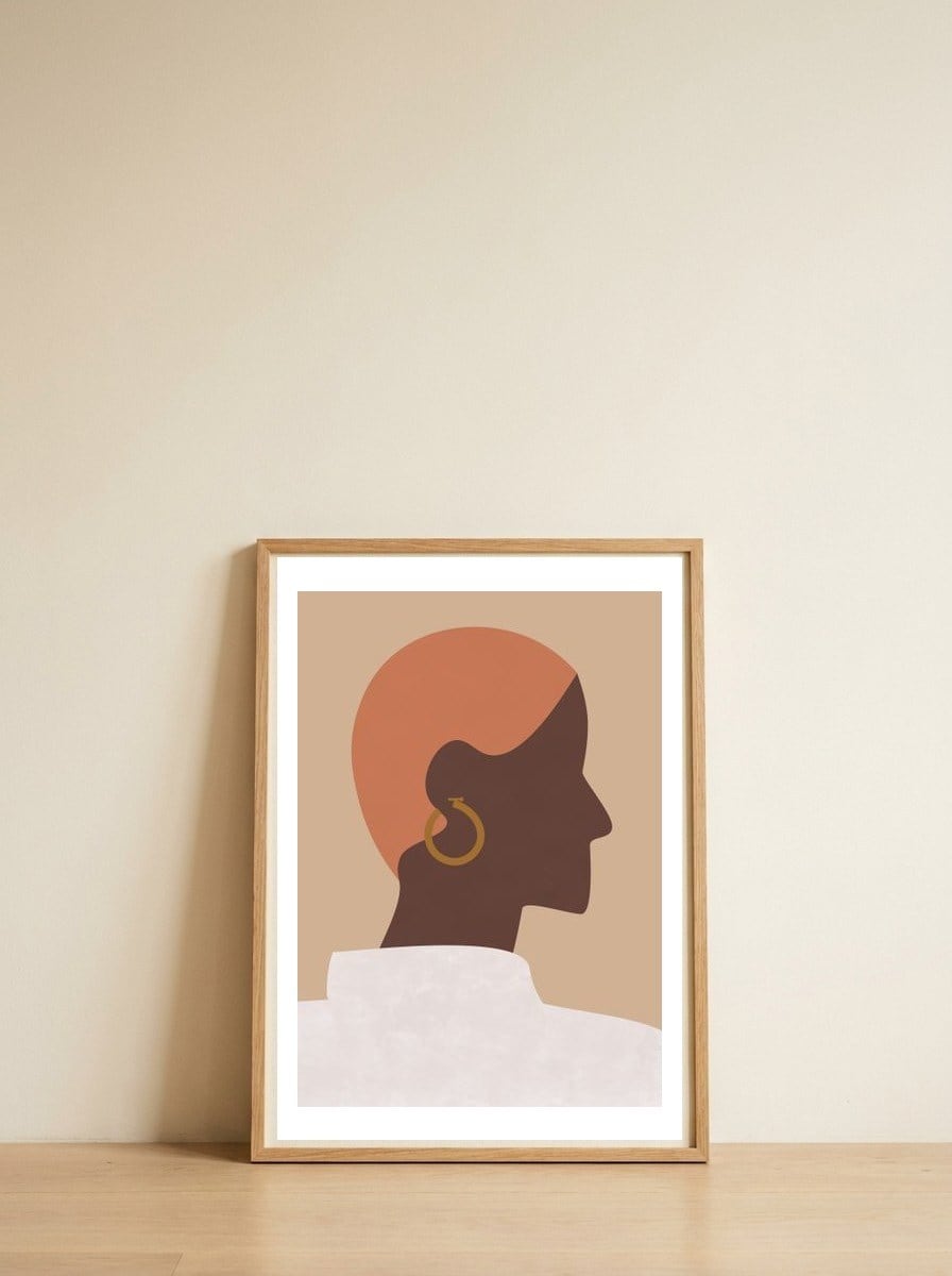 Modern Boho Black Woman — framed, leaning against the wall