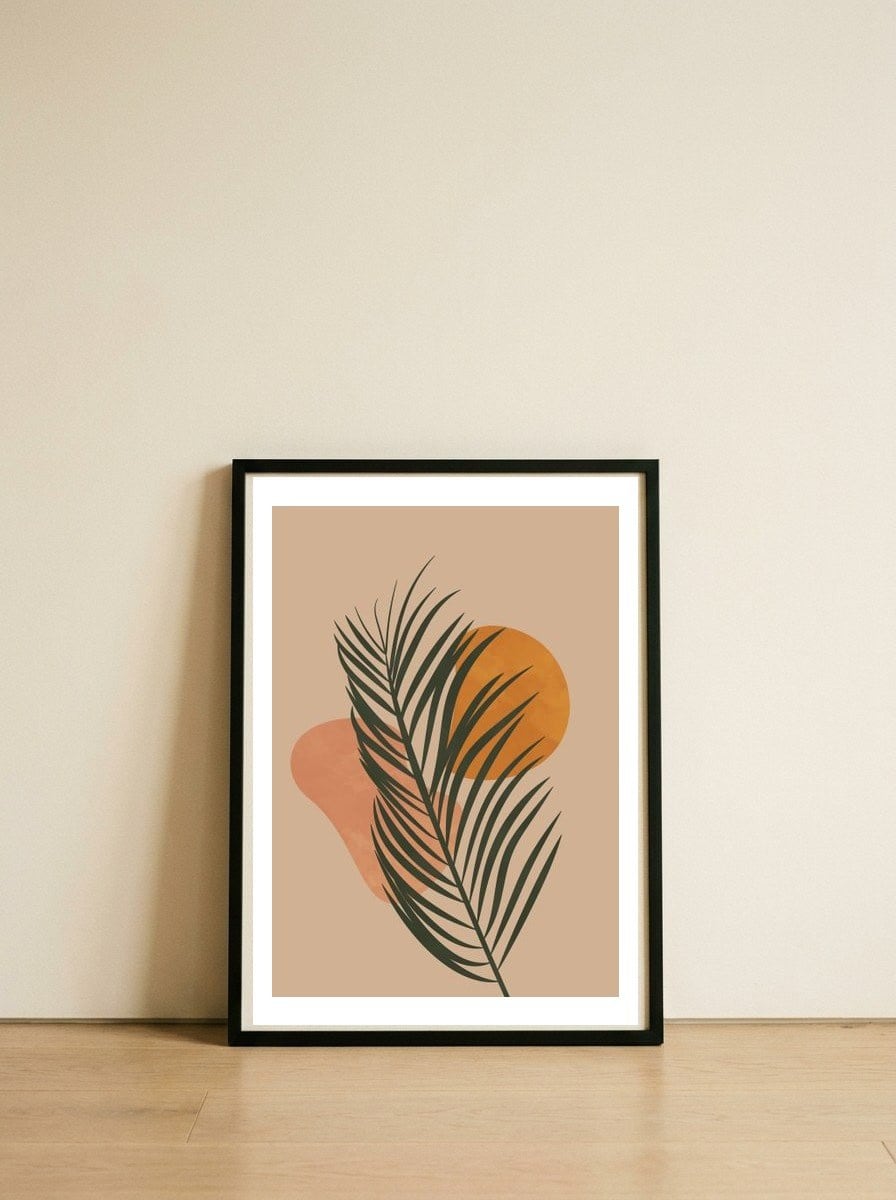 Palm Leaf Boho Tropical — framed, leaning against the wall