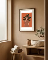 Abstract Woman In A Dress - Minimalist Boho framed in a serene room thumbnail