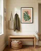 Tropical Leaf Earthy Tones framed in a relaxed room thumbnail