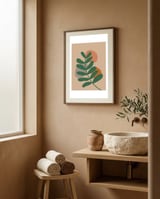 Tropical Leaf Earthy Tones framed in a serene room thumbnail