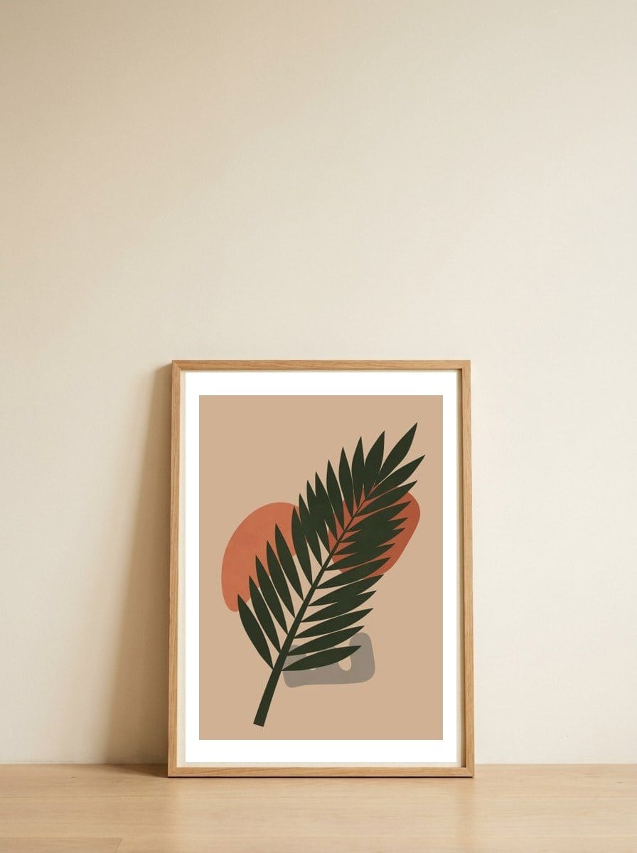 Modern Contemporary Botanical Art — framed, leaning against the wall