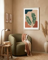 Two Tropical Leaves Abstract Boho framed in a tender room thumbnail