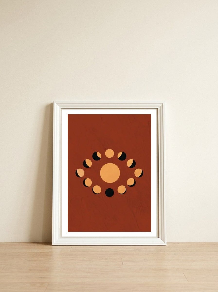Lunar Eclipse Moon Illustration — framed, leaning against the wall