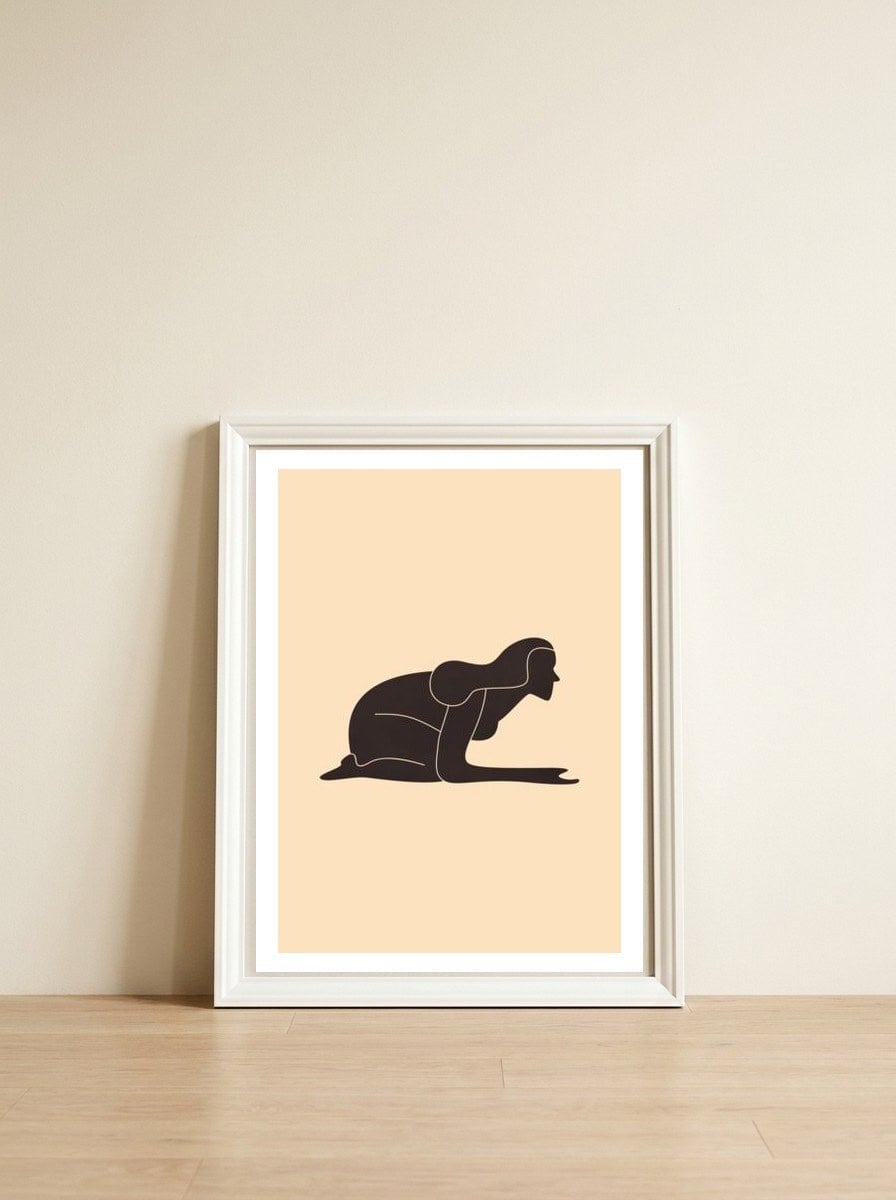 Abstract Woman Body Line Art — framed, leaning against the wall