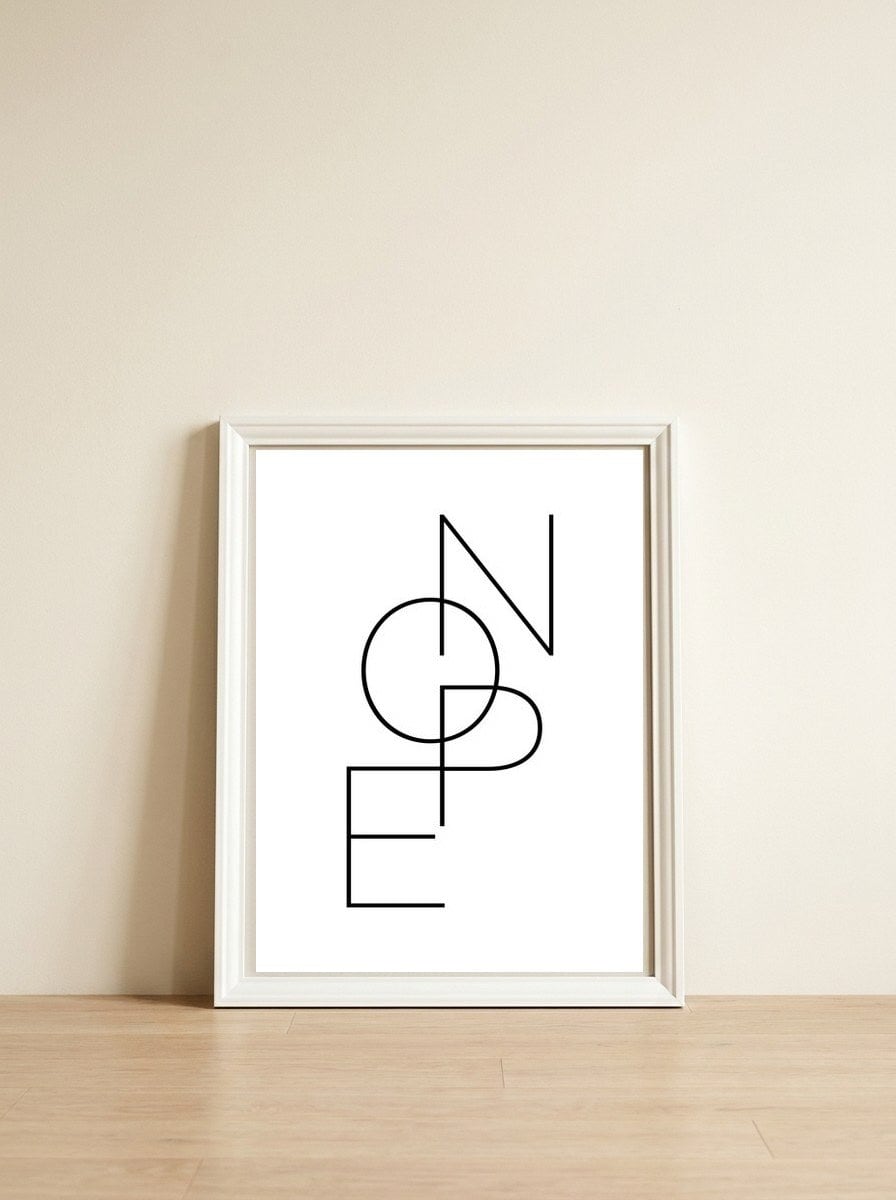 NOPE — framed, leaning against the wall