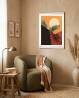 Bohemian Palm Tree Leaves framed in a tender room thumbnail