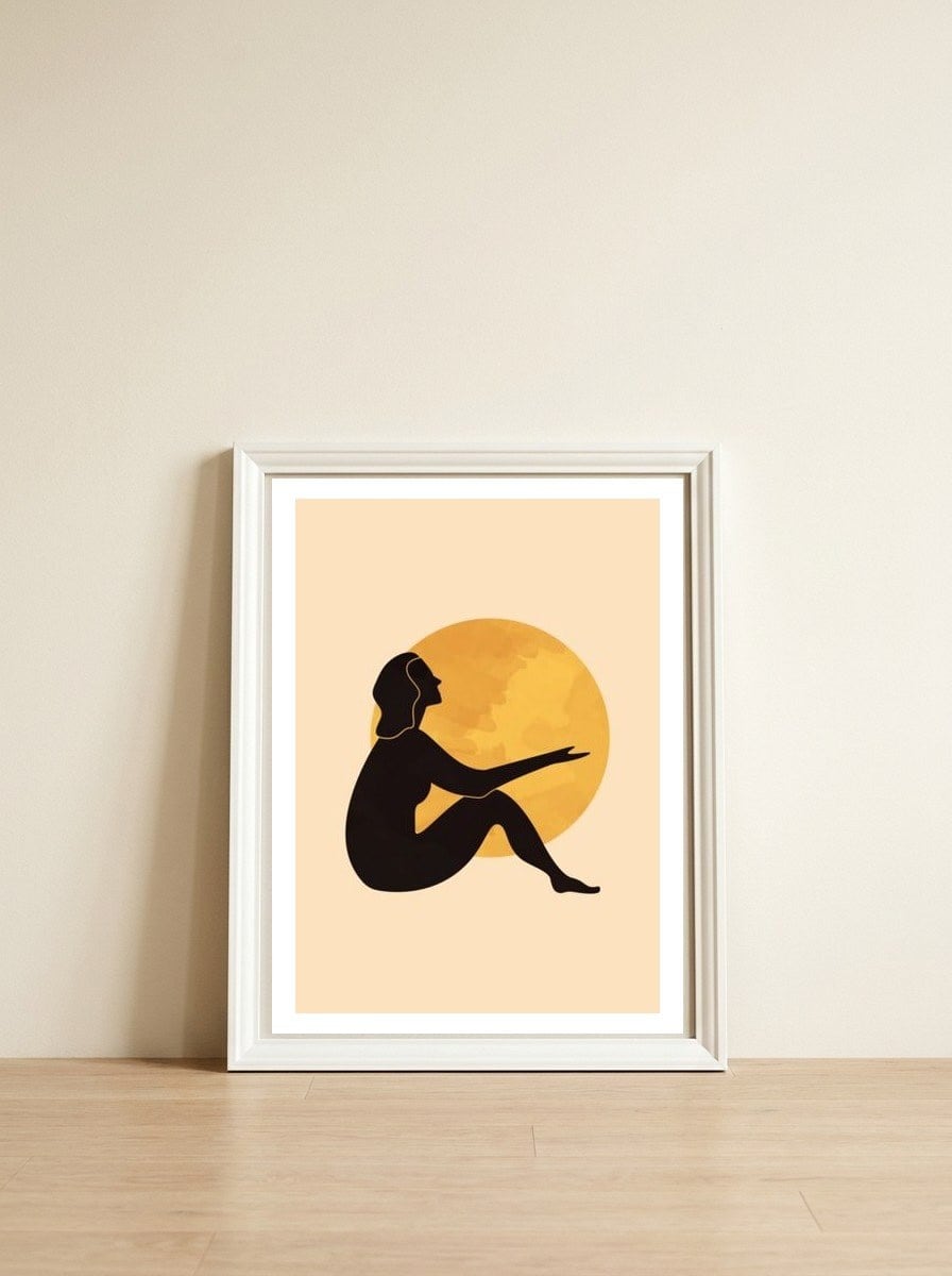 Woman And The Moon II — framed, leaning against the wall