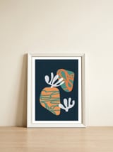 Retro Botanical Abstract Geometric Art — framed, leaning against the wall thumbnail