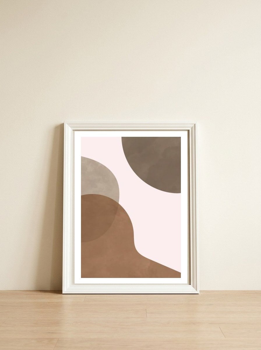 Neutral Abstract Shapes — framed, leaning against the wall
