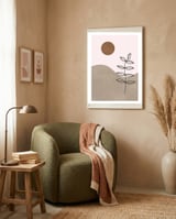 Sun Leaf Abstract Botanical Mid Century framed in a tender room thumbnail