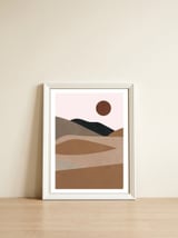 Neutral Mid Century Montain Hills — framed, leaning against the wall thumbnail
