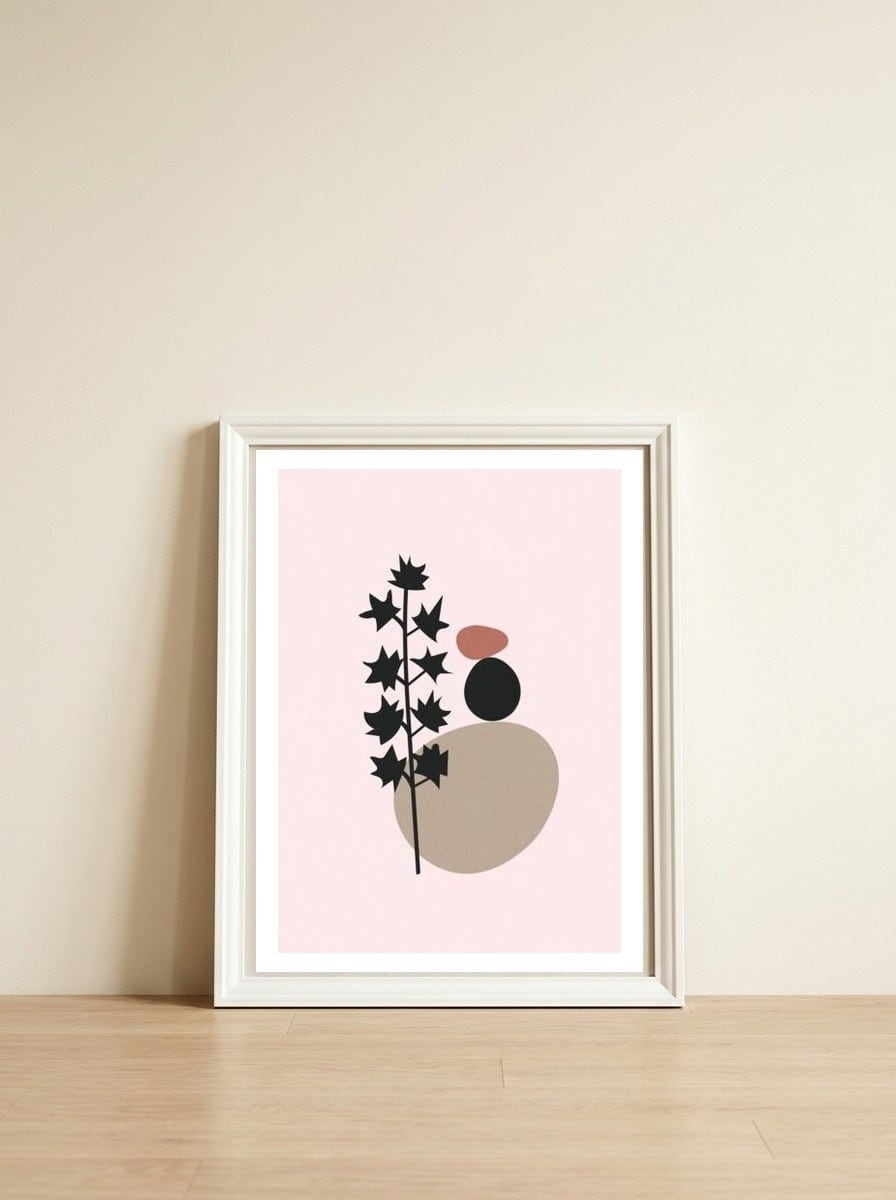 Neutral Botanical — framed, leaning against the wall