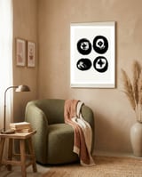 Four persimmons framed in a tender room thumbnail