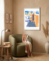 Cat in Greece, Architecture Tropical Exotic Travel framed in a tender room thumbnail