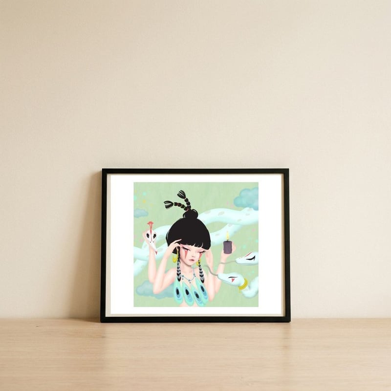 Concentrate — framed, leaning against the wall