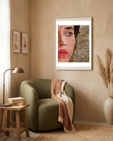 Under The Jute Hat, Bohemian Woman Fashion Painting framed in a tender room thumbnail