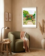 Gated Garden, Nature Landscape Painting framed in a tender room thumbnail