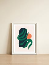 Mid Century Modern Botanical Geometric Art — framed, leaning against the wall thumbnail