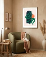 Mid Century Modern Botanical Geometric Art framed in a tender room thumbnail