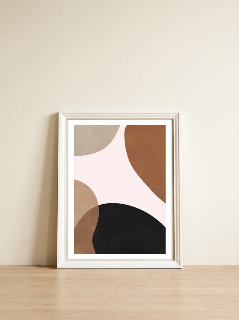 Abstract Shapes Scandinavian Art — framed, leaning against the wall